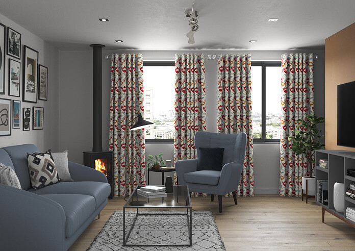 Flower Power, Scarlet - Made to Measure Curtains - Image 5